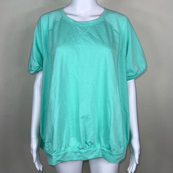 Lane Bryant Livi Activewear Poof Short Sleeve Banded Bottom Slub Shirt (18/20) - Picture 1 of 10